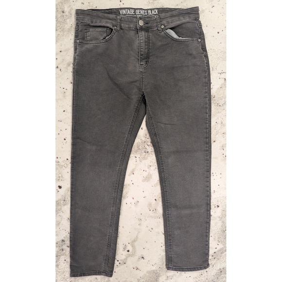 Vintage Genes Black Mens Black Slim Fit Stretch Jeans 36x28 Comfy Cozy - Picture 1 of 6